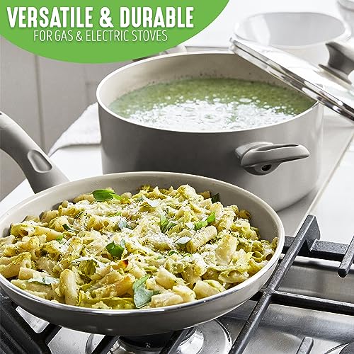 GreenLife Soft Grip Healthy Ceramic Nonstick 23 Piece Kitchen Cookware Pots and Frying Sauce Saute Pans Set with Kitchen Utensils, PFAS-Free, Dishwasher Safe, Pink