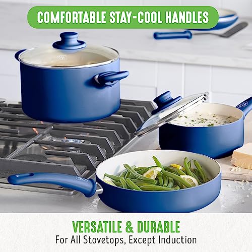GreenLife Soft Grip Healthy Ceramic Nonstick 23 Piece Kitchen Cookware Pots and Frying Sauce Saute Pans Set with Kitchen Utensils, PFAS-Free, Dishwasher Safe, Pink