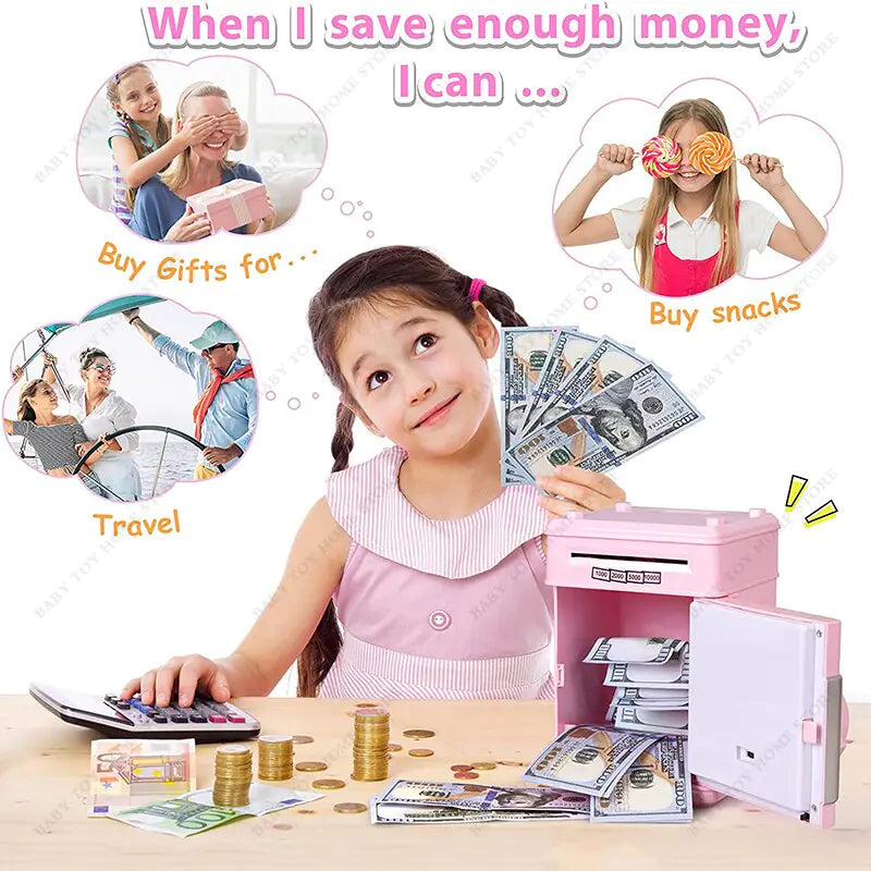 Children's Mini ATM Coin Bank: Safe Money Saving Box