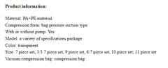 Vacuum Compression Storage Bag