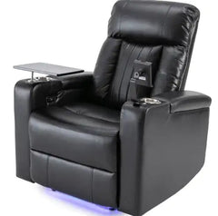 Premium Power Recliner With Storage Arms, Cupholders, Swivel Tray Table And Cell Phone Stand,Black