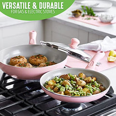 GreenLife Soft Grip Healthy Ceramic Nonstick 23 Piece Kitchen Cookware Pots and Frying Sauce Saute Pans Set with Kitchen Utensils, PFAS-Free, Dishwasher Safe, Pink