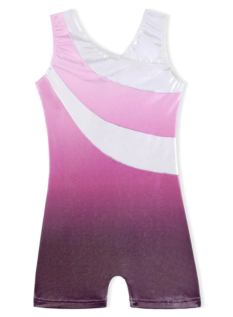 DAXIANG Gymnastics Leotards for Girls, Leotard for Girls Gymnastics Outfit Black Shorts Dance Unitard Biketards Blue Pink 6-7 Years Pink Purple Gradient