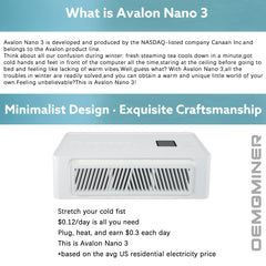 New Canaan Avalon Nano 3 BTC Miner - 4 TH/s 140W Home Bitcoin ASIC Miner - Quiet with Canaan Original Power Supply - Supports Stake Pool & Solo Mining for Home and Office Use (White)