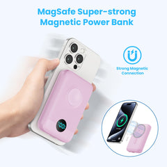 Magnetic Portable Charger 10800mAh,4-in-1 Wireless Power Bank with iWatch Charger, QC4.0+20W PD Fast Charging USB C Battery Pack with LCD Display for Magsafe,iPhone 16/15/14/13/12,Apple Watch (Pink)