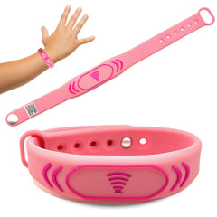 Smart Bands for Kids if Lost, Child Safety ID Wristband, NFC Bracelet for Children, Smart Medical ID Band, Lost Kids ID Bracelet, Disney Essentials for Kids, QR Identification, Waterproof (Pink)