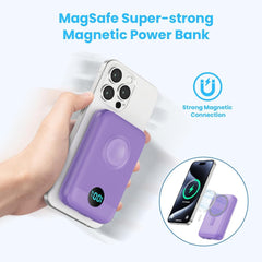 Magnetic Portable Charger 10800mAh,4-in-1 Wireless Power Bank with iWatch Charger, QC4.0+20W PD Fast Charging USB C Battery Pack with LCD Display for Magsafe,iPhone 16/15/14/13/12,Apple Watch (Pink)