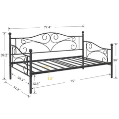 VECELO Twin Trundle Bed Frame Only/Roll Out/Enhanced & Up-Graded Metal Slats Support with Lockable Casters, White