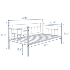 VECELO Twin Trundle Bed Frame Only/Roll Out/Enhanced & Up-Graded Metal Slats Support with Lockable Casters, White