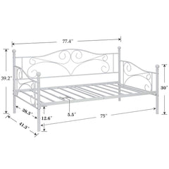 VECELO Twin Trundle Bed Frame Only/Roll Out/Enhanced & Up-Graded Metal Slats Support with Lockable Casters, White