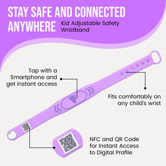 Smart Bands for Kids if Lost, Child Safety ID Wristband, NFC Bracelet for Children, Smart Medical ID Band, Lost Kids ID Bracelet, Disney Essentials for Kids, QR Identification, Waterproof (Pink)