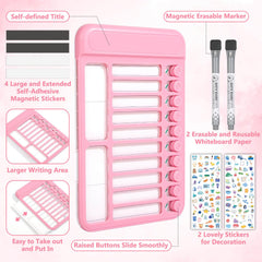 Audab 2Pcs Dry Erase Chore Chart for Kids, Magnetic Checklist Board, My Chores Slider Chart to Do List Board, Routine Chart Schedule Board Task Tracker for Home Refrigerator, Wall, Desk (Blue & Pink)