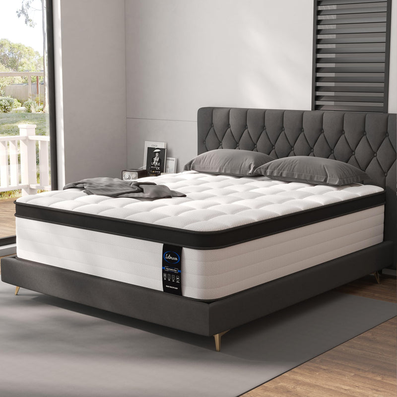 King Size Mattress, 14 Inch Hybrid King Mattress, Medium Firm Mattress with Memory Foam and Pocket Springs, 3 Coils Strong Edge Support, Pressure Relief, Bed in Box