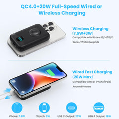 Magnetic Portable Charger 10800mAh,4-in-1 Wireless Power Bank with iWatch Charger, QC4.0+20W PD Fast Charging USB C Battery Pack with LCD Display for Magsafe,iPhone 16/15/14/13/12,Apple Watch (Pink)