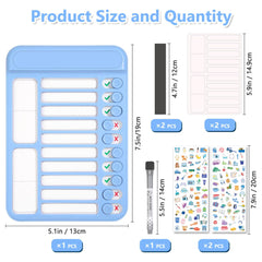 Audab 2Pcs Dry Erase Chore Chart for Kids, Magnetic Checklist Board, My Chores Slider Chart to Do List Board, Routine Chart Schedule Board Task Tracker for Home Refrigerator, Wall, Desk (Blue & Pink)