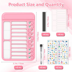 Audab 2Pcs Dry Erase Chore Chart for Kids, Magnetic Checklist Board, My Chores Slider Chart to Do List Board, Routine Chart Schedule Board Task Tracker for Home Refrigerator, Wall, Desk (Blue & Pink)