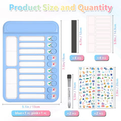 Audab 2Pcs Dry Erase Chore Chart for Kids, Magnetic Checklist Board, My Chores Slider Chart to Do List Board, Routine Chart Schedule Board Task Tracker for Home Refrigerator, Wall, Desk (Blue & Pink)
