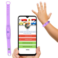 Smart Bands for Kids if Lost, Child Safety ID Wristband, NFC Bracelet for Children, Smart Medical ID Band, Lost Kids ID Bracelet, Disney Essentials for Kids, QR Identification, Waterproof (Pink)