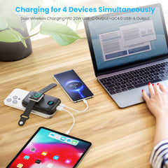 Magnetic Portable Charger 10800mAh,4-in-1 Wireless Power Bank with iWatch Charger, QC4.0+20W PD Fast Charging USB C Battery Pack with LCD Display for Magsafe,iPhone 16/15/14/13/12,Apple Watch (Pink)