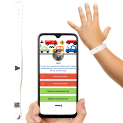 Smart Bands for Kids if Lost, Child Safety ID Wristband, NFC Bracelet for Children, Smart Medical ID Band, Lost Kids ID Bracelet, Disney Essentials for Kids, QR Identification, Waterproof (Pink)