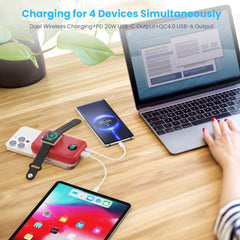 Magnetic Portable Charger 10800mAh,4-in-1 Wireless Power Bank with iWatch Charger, QC4.0+20W PD Fast Charging USB C Battery Pack with LCD Display for Magsafe,iPhone 16/15/14/13/12,Apple Watch (Pink)
