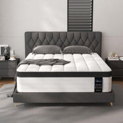 King Size Mattress, 14 Inch Hybrid King Mattress, Medium Firm Mattress with Memory Foam and Pocket Springs, 3 Coils Strong Edge Support, Pressure Relief, Bed in Box