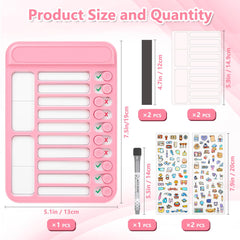 Audab 2Pcs Dry Erase Chore Chart for Kids, Magnetic Checklist Board, My Chores Slider Chart to Do List Board, Routine Chart Schedule Board Task Tracker for Home Refrigerator, Wall, Desk (Blue & Pink)