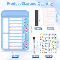 Audab 2Pcs Dry Erase Chore Chart for Kids, Magnetic Checklist Board, My Chores Slider Chart to Do List Board, Routine Chart Schedule Board Task Tracker for Home Refrigerator, Wall, Desk (Blue & Pink)