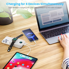 Magnetic Portable Charger 10800mAh,4-in-1 Wireless Power Bank with iWatch Charger, QC4.0+20W PD Fast Charging USB C Battery Pack with LCD Display for Magsafe,iPhone 16/15/14/13/12,Apple Watch (Pink)