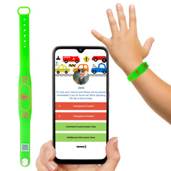Smart Bands for Kids if Lost, Child Safety ID Wristband, NFC Bracelet for Children, Smart Medical ID Band, Lost Kids ID Bracelet, Disney Essentials for Kids, QR Identification, Waterproof (Pink)