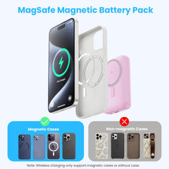 Magnetic Portable Charger 10800mAh,4-in-1 Wireless Power Bank with iWatch Charger, QC4.0+20W PD Fast Charging USB C Battery Pack with LCD Display for Magsafe,iPhone 16/15/14/13/12,Apple Watch (Pink)