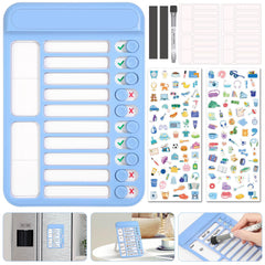 Audab 2Pcs Dry Erase Chore Chart for Kids, Magnetic Checklist Board, My Chores Slider Chart to Do List Board, Routine Chart Schedule Board Task Tracker for Home Refrigerator, Wall, Desk (Blue & Pink)