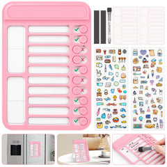 Audab 2Pcs Dry Erase Chore Chart for Kids, Magnetic Checklist Board, My Chores Slider Chart to Do List Board, Routine Chart Schedule Board Task Tracker for Home Refrigerator, Wall, Desk (Blue & Pink)