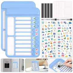 Audab 2Pcs Dry Erase Chore Chart for Kids, Magnetic Checklist Board, My Chores Slider Chart to Do List Board, Routine Chart Schedule Board Task Tracker for Home Refrigerator, Wall, Desk (Blue & Pink)