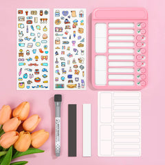 Audab 2Pcs Dry Erase Chore Chart for Kids, Magnetic Checklist Board, My Chores Slider Chart to Do List Board, Routine Chart Schedule Board Task Tracker for Home Refrigerator, Wall, Desk (Blue & Pink)