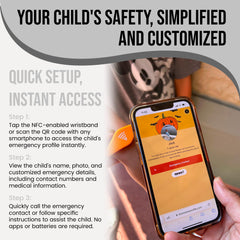 Smart Bands for Kids if Lost, Child Safety ID Wristband, NFC Bracelet for Children, Smart Medical ID Band, Lost Kids ID Bracelet, Disney Essentials for Kids, QR Identification, Waterproof (Pink)