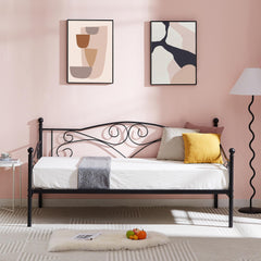 VECELO Twin Trundle Bed Frame Only/Roll Out/Enhanced & Up-Graded Metal Slats Support with Lockable Casters, White