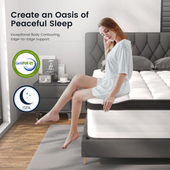 King Size Mattress, 14 Inch Hybrid King Mattress, Medium Firm Mattress with Memory Foam and Pocket Springs, 3 Coils Strong Edge Support, Pressure Relief, Bed in Box