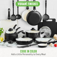 GreenLife Soft Grip Healthy Ceramic Nonstick 23 Piece Kitchen Cookware Pots and Frying Sauce Saute Pans Set with Kitchen Utensils, PFAS-Free, Dishwasher Safe, Pink