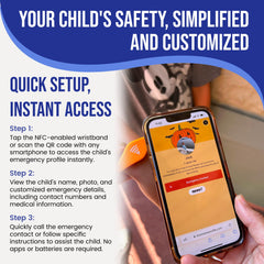 Smart Bands for Kids if Lost, Child Safety ID Wristband, NFC Bracelet for Children, Smart Medical ID Band, Lost Kids ID Bracelet, Disney Essentials for Kids, QR Identification, Waterproof (Pink)