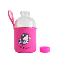 Milk&Moo Little Mermaid Kids Glass Water Bottles 20 oz, 600 ml