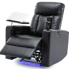 Premium Power Recliner With Storage Arms, Cupholders, Swivel Tray Table And Cell Phone Stand,Black
