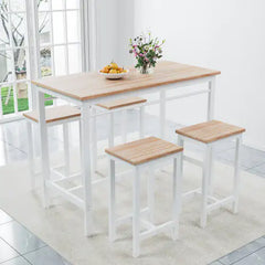 5 Piece Modern Kitchen Table Set With Four Bar Stools