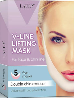V Shaped Contouring Face Mask Line Shaping Lifting Belt Neck Reduction Jawline Lift Tape Enhancer Face Patch Firming Tightening Skin Chin Up Sculpting Collagen Mask Hyaluronic Acid Aloe Vera 5 pcs 1 Count (Pack of 5)
