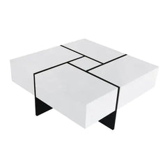 Unique Design Coffee Table With 4 Hidden Storage Compartments