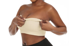 Women's Strapless Bra Comfortable Non-Slip Silicone Bandeau Bra Seamless Tube to Bra Medium Beige+beige