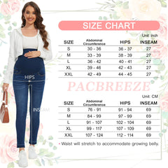 PACBREEZE Women's Maternity Jeans Over Belly Skinny Stretchy Denim Pants Comfy Slim Pregnancy Pants Medium B01: 27'' Vintage Dark Blue