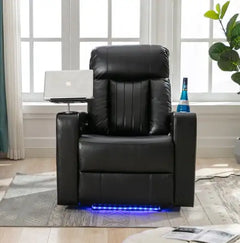 Premium Power Recliner With Storage Arms, Cupholders, Swivel Tray Table And Cell Phone Stand,Black