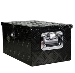 20 Inch Black Aluminum Tool Long Box 5 Bar Tread Flat Box For Truck Car Outdoor Trailer Pickup Underbody RV ATV Storage Tools Organizer With Lock Side Handle And Keys