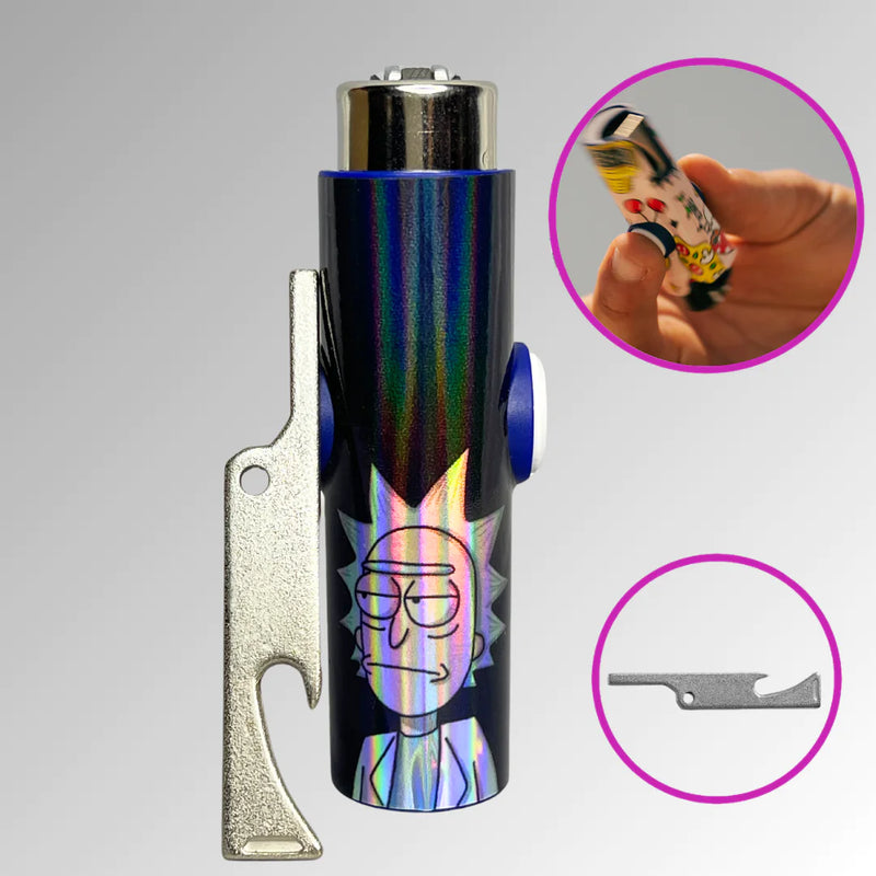 FLKR LYTR® Fidget Spinner Lighter Case Rick Holographic Blue for Clipper Lighter® Case